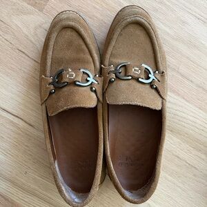 Donald J. Pliner Tan Suede/Leather Slip-On Loafers, size 8